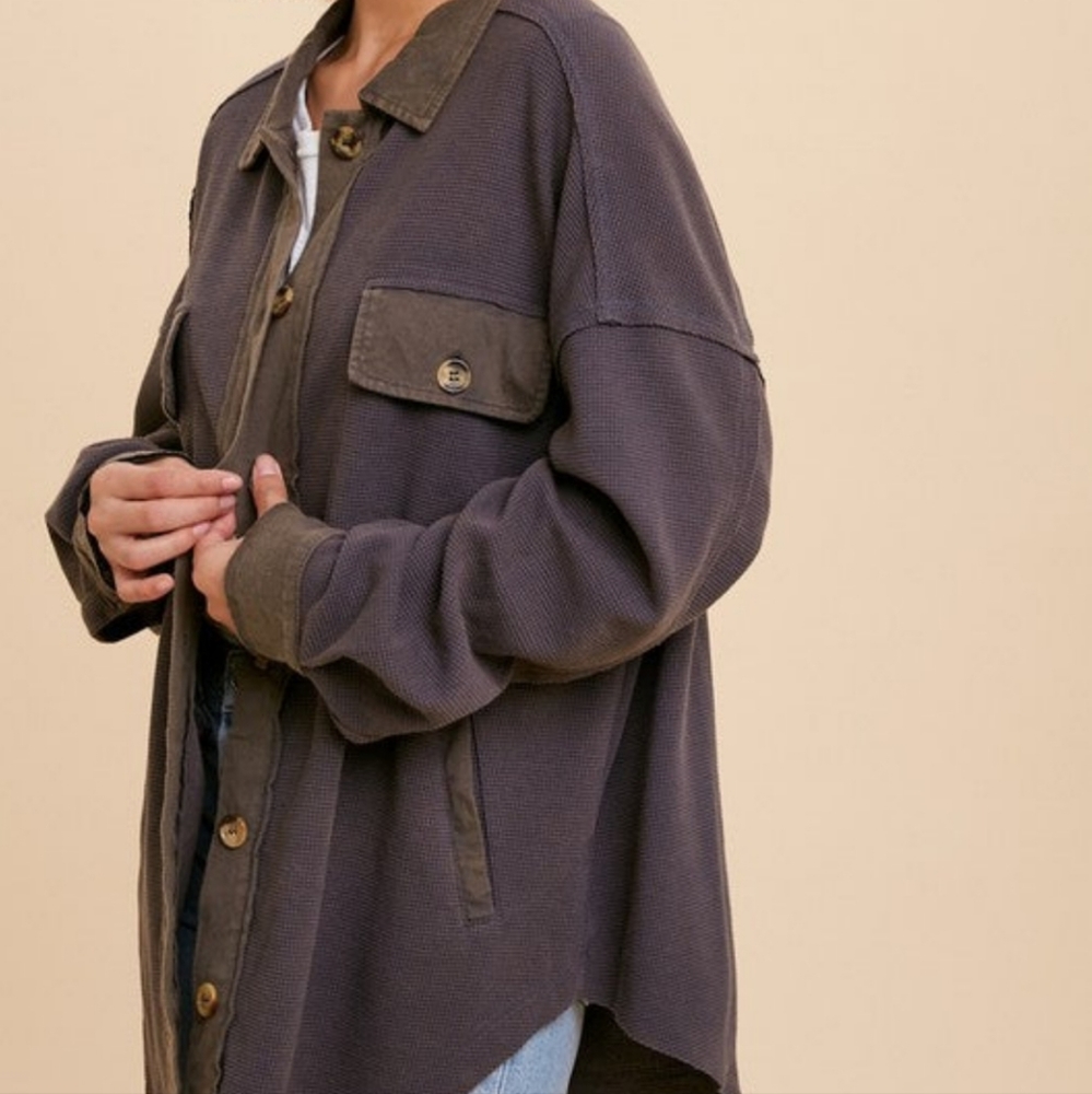 BRAND NEW Oversized GARMENT WASHED THERMAL SHACKET